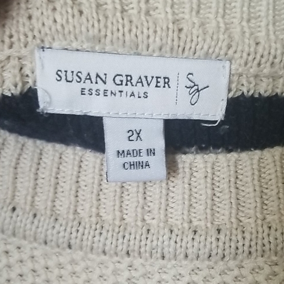 Susan Graver Preppy Nautical Academia Coastal essentials striped knit sweater 2X - Picture 6 of 7